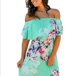 Super Soft Floral Off Shoulder Maxi Dress Lg